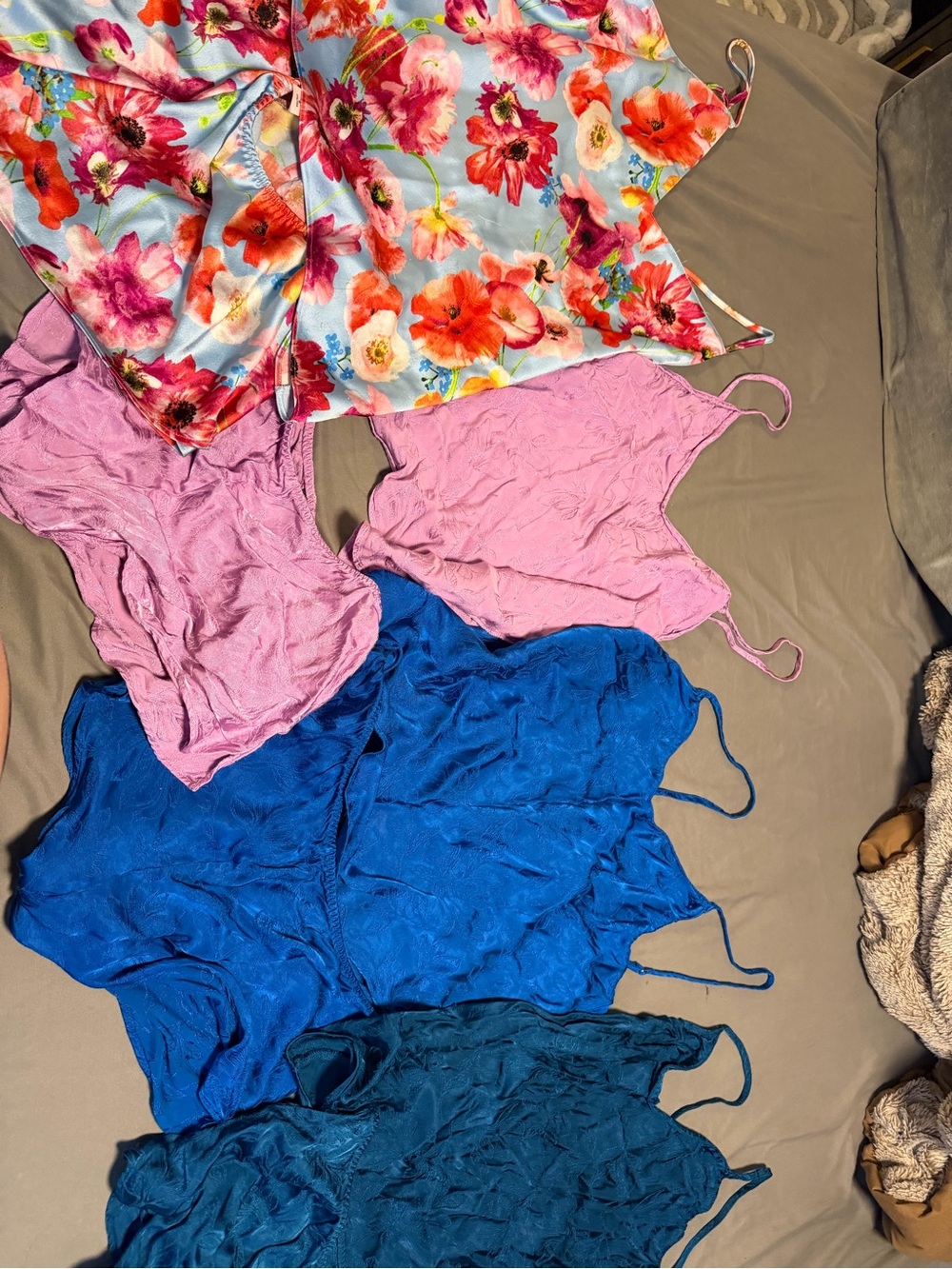 Victoria Secret Satin Cami pajamas - Blue, Pink, Teal and Floral